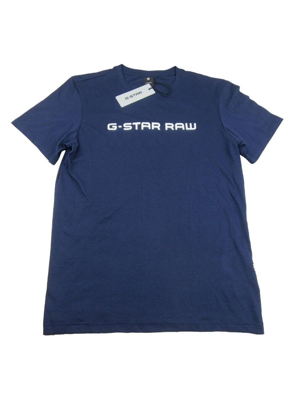 G-Star Raw Blue Graphic Script Short Sleeve T-Shirt Men's Size Large Tee NEW